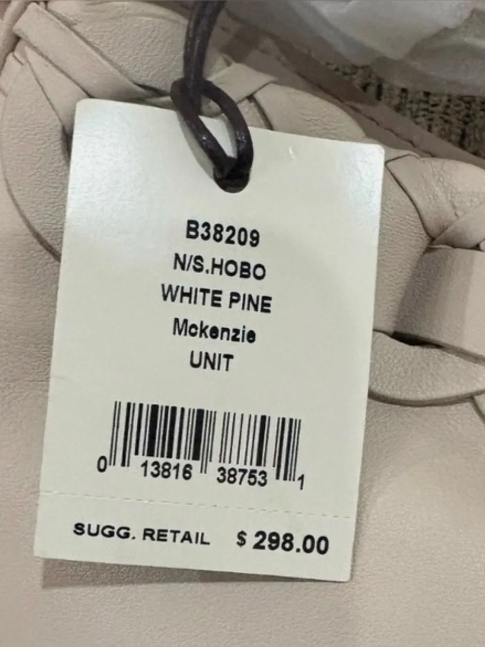 Cole Haan McKenzie Hobo Leather Bag White Pine NWT MSRP $298